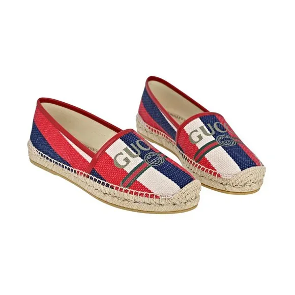 Gucci Logo Sylvie Stripe Canvas Espadrille - Picture 1 of 13